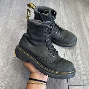 Doc Martens Black Boots Kids Size 2 Leather Lace Up Junior 1460 J Shoes Docs